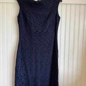 Ralph Lauren Navy Crochet Dress Size 8 New With Tags